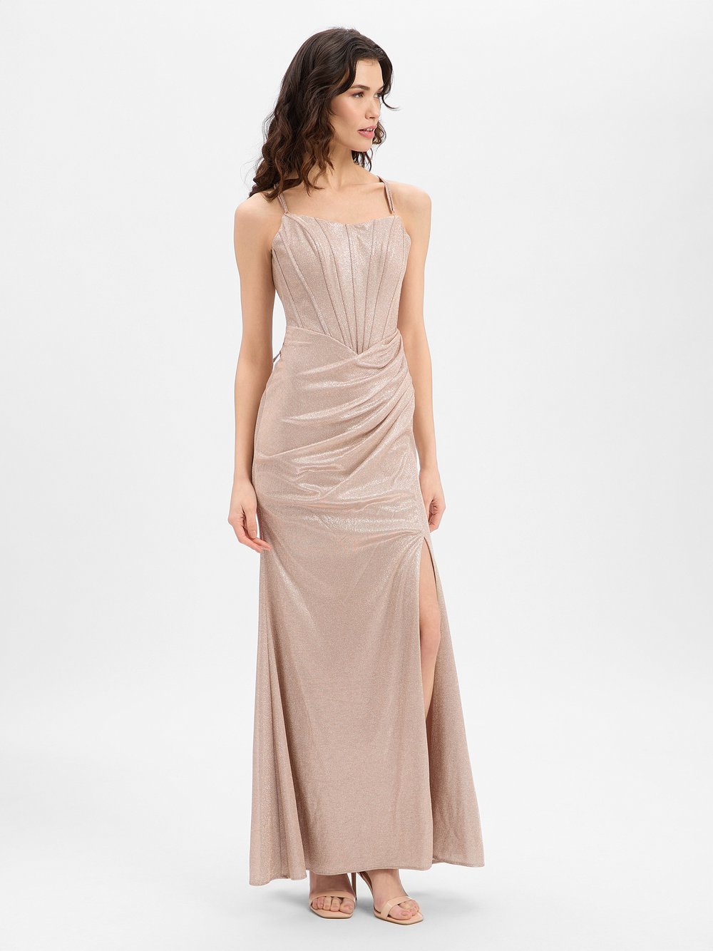 Unique Abendkleid Damen roségold meliert, 40