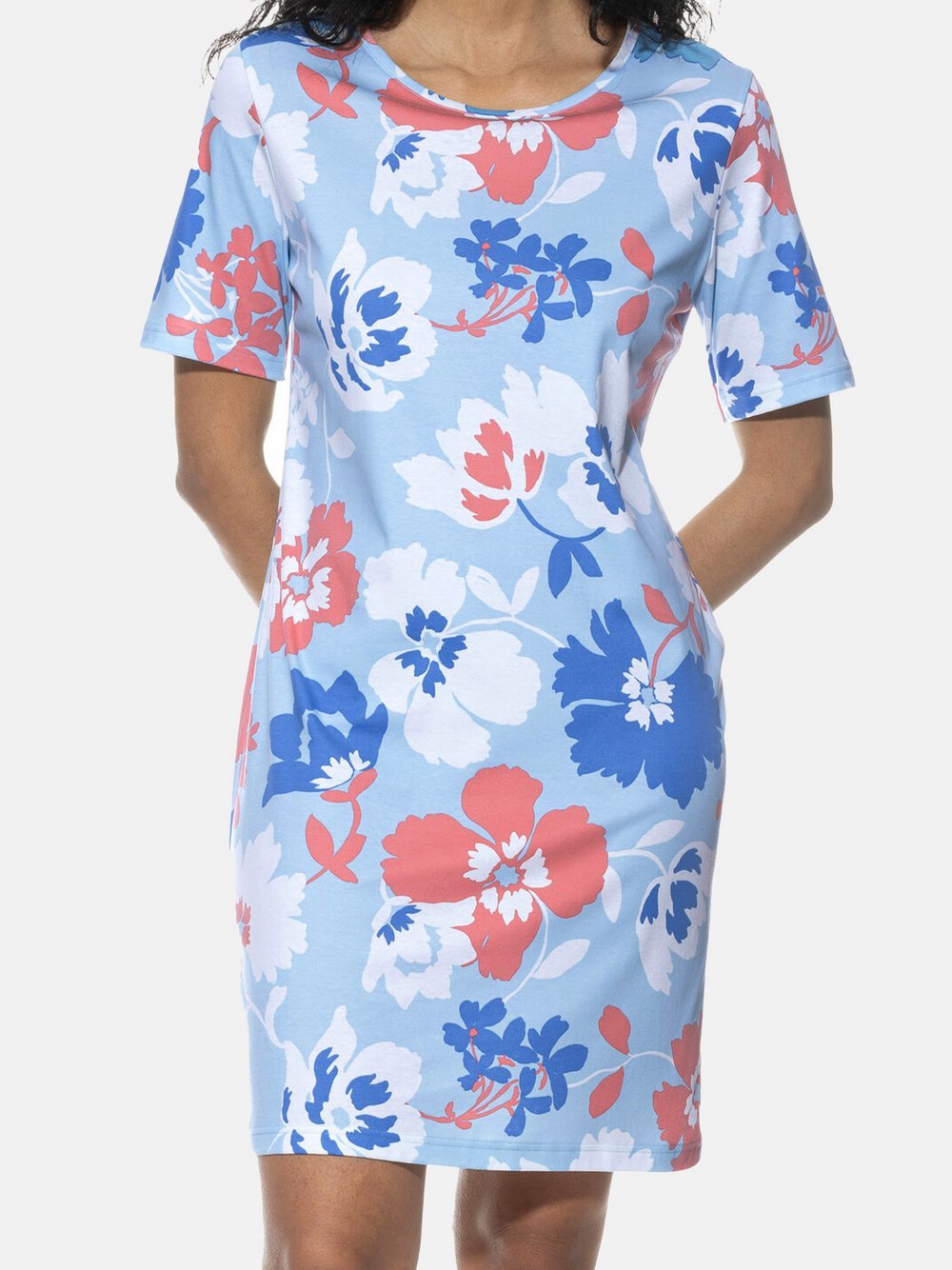 Mey Nachthemd Damen Baumwolle blau gemustert, 38