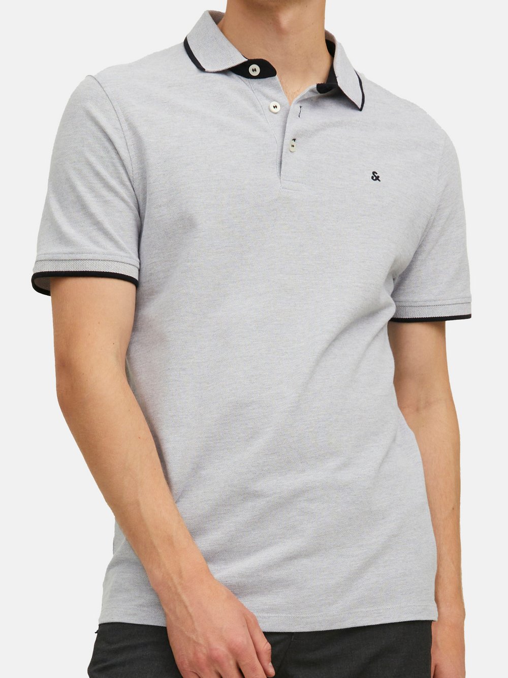 Jack & Jones Poloshirt Herren Baumwolle grau, M