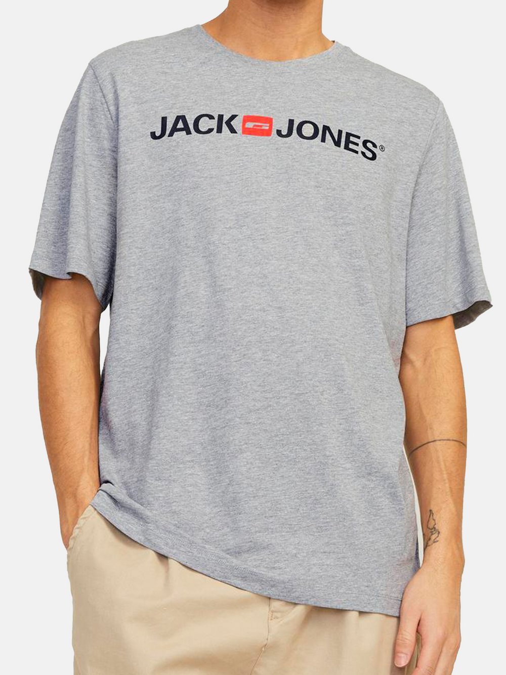 Jack & Jones T-Shirt Herren Baumwolle grau gemustert, S