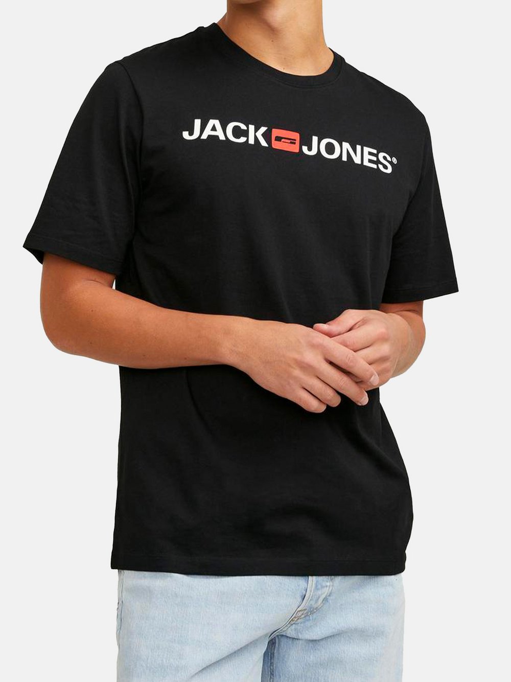 Jack & Jones T-Shirt Herren Baumwolle schwarz gemustert, S