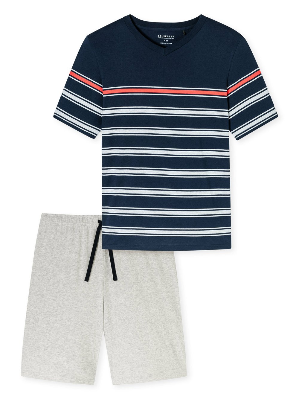 Schiesser Pyjama  Herren Baumwolle blau bedruckt, 50
