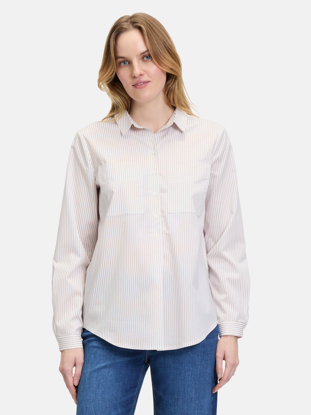 Betty & Co Langarm-Bluse Damen Lyocell weiß gestreift, 36