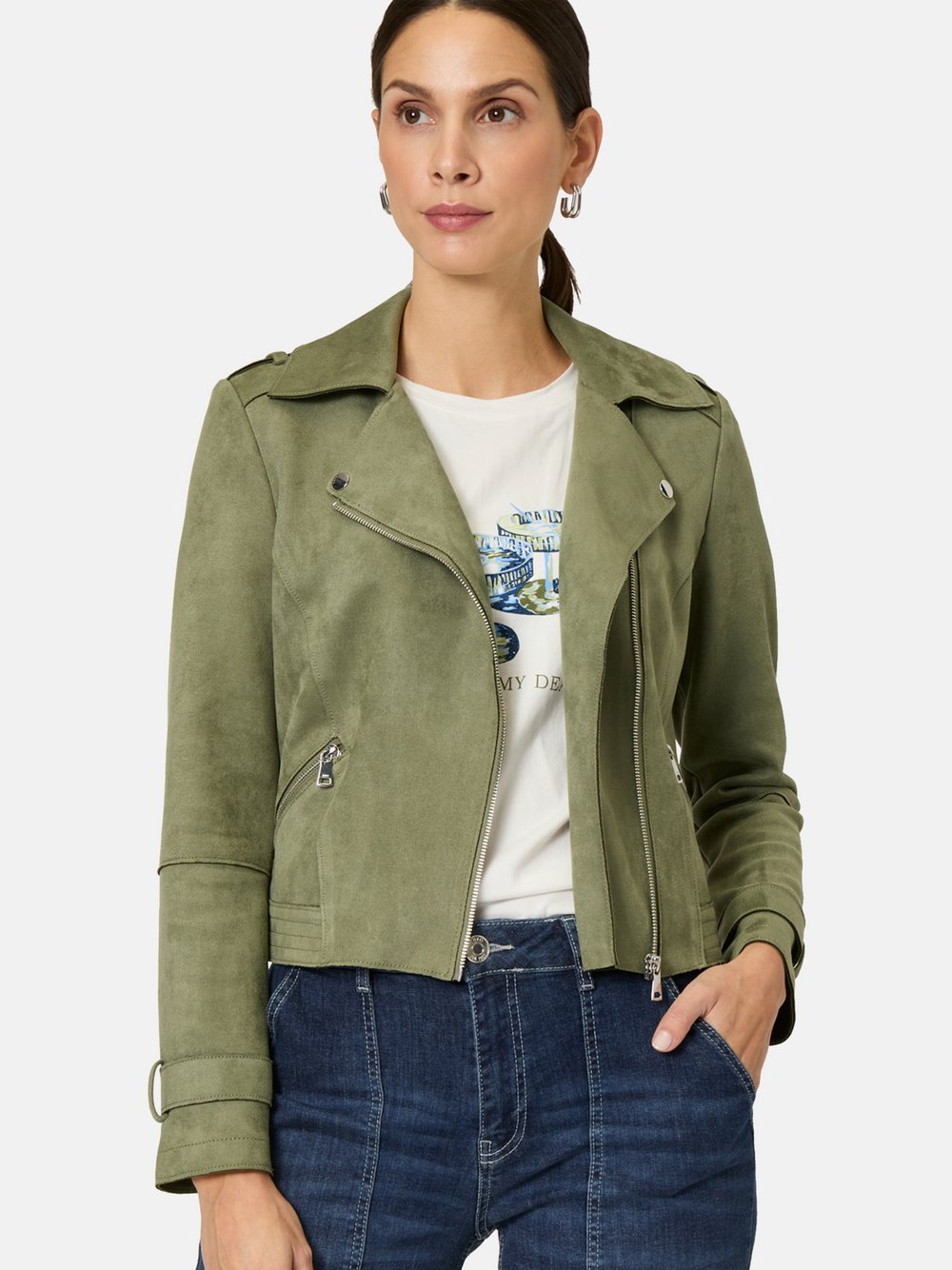 zero Velourslederjacke Damen grün, 38