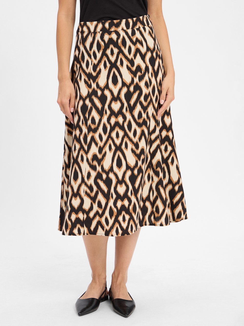 comma A-Linen-Rock mit Leinenanteil Damen Lyocell mehrfarbig gemustert, 42
