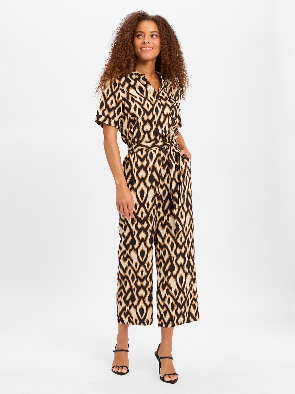comma Jumpsuit mit Leinen-Anteil Damen Lyocell mehrfarbig gemustert, 48