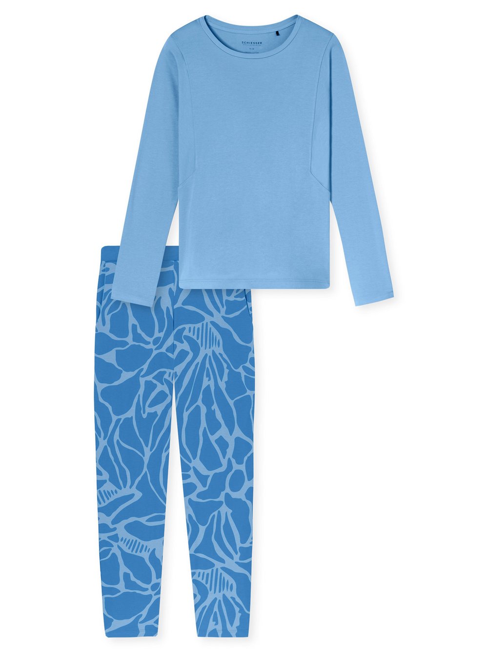 Schiesser Pyjama  Damen Jersey blau bedruckt, 38