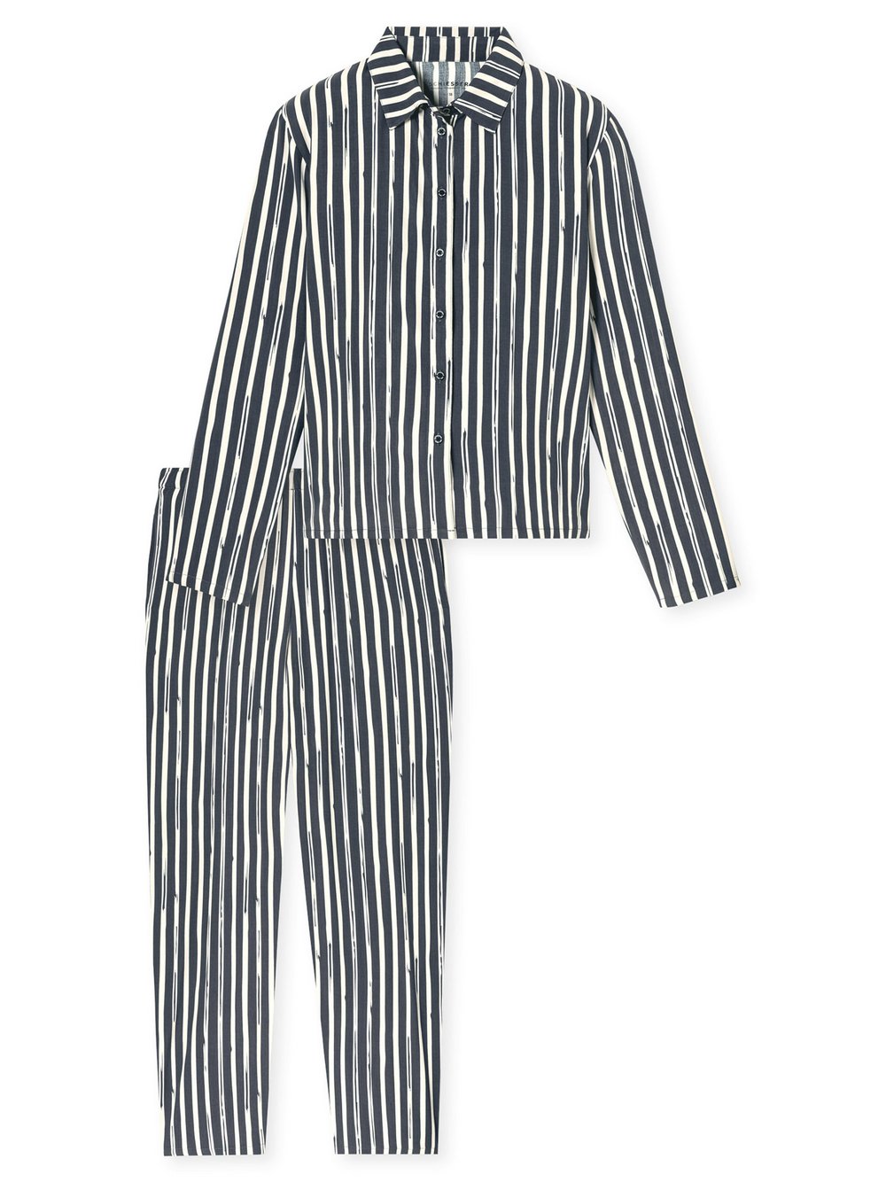 Schiesser Pyjama  Damen Jersey grau gestreift, 46