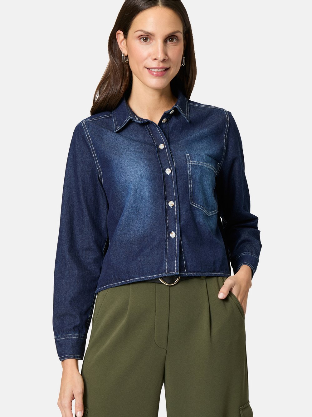 zero Jeansbluse Damen Baumwolle blau, 38