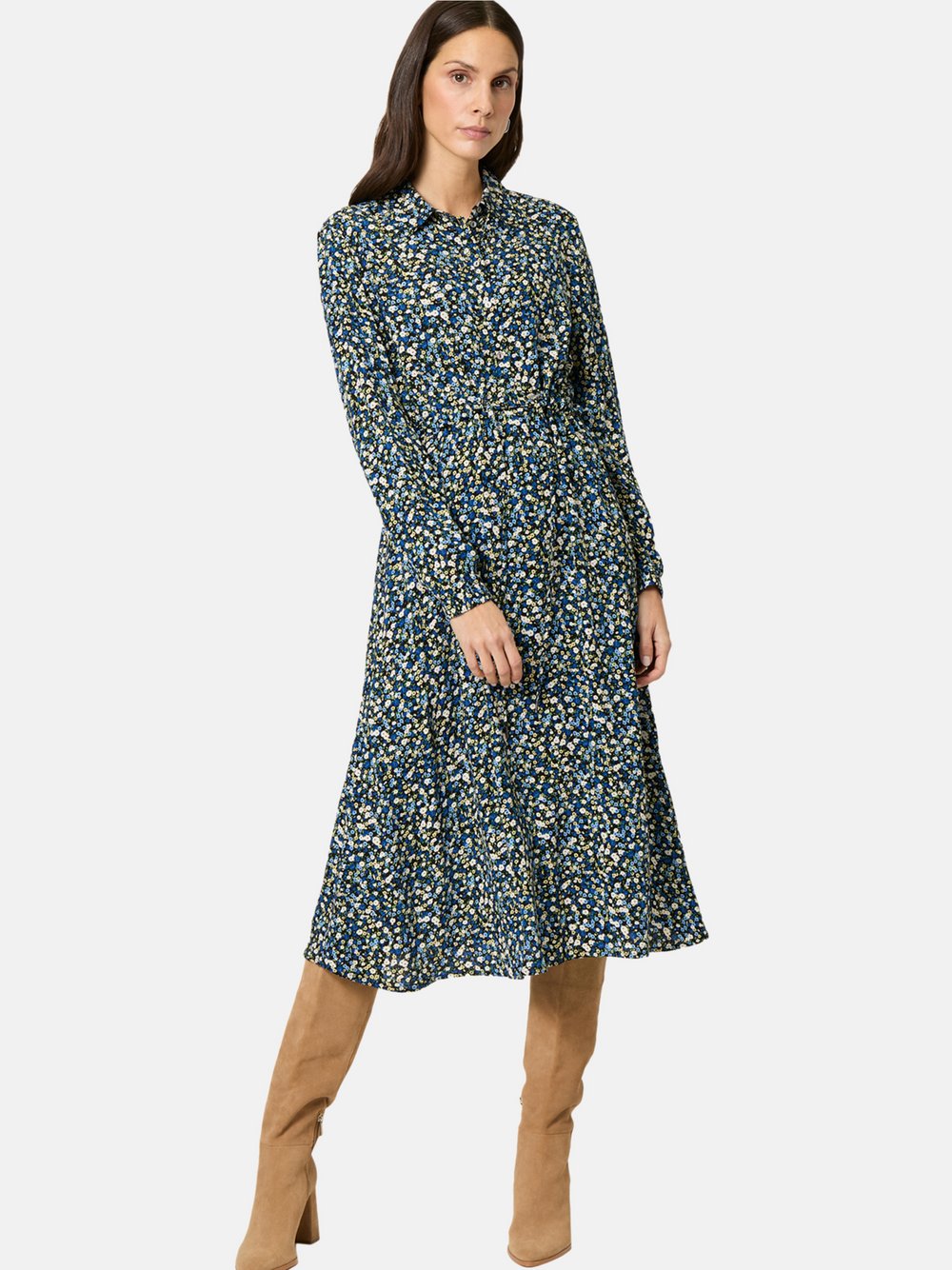 zero Crepè-Kleid Damen Viskose blau gemustert, 40