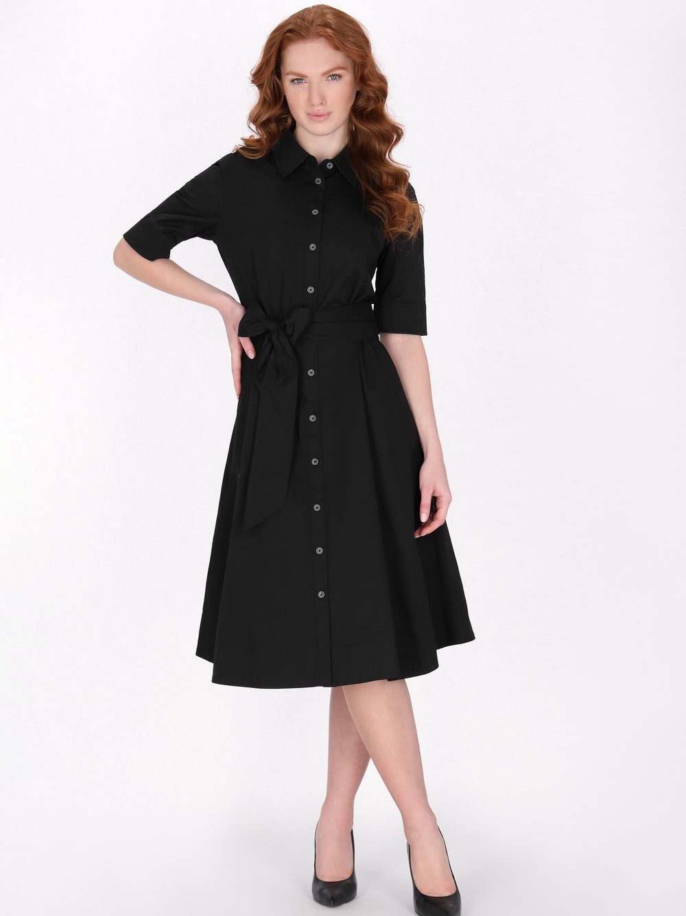 Dreimaster Kleid Damen Baumwolle schwarz, L