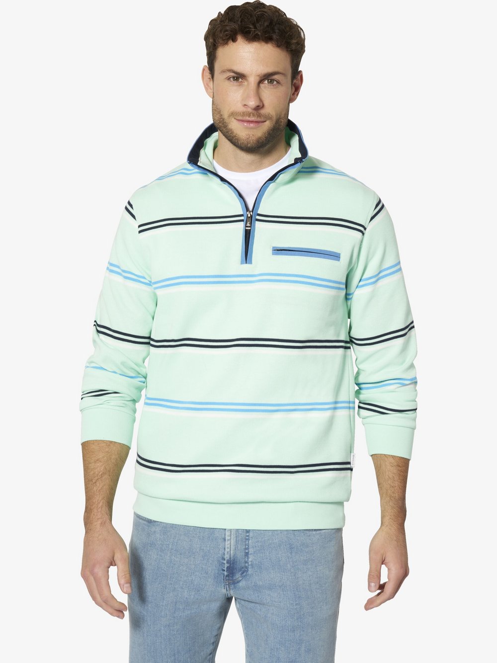 Thumbnail - BABISTA Sweatshirt Herren Baumwolle grün gestreift, M