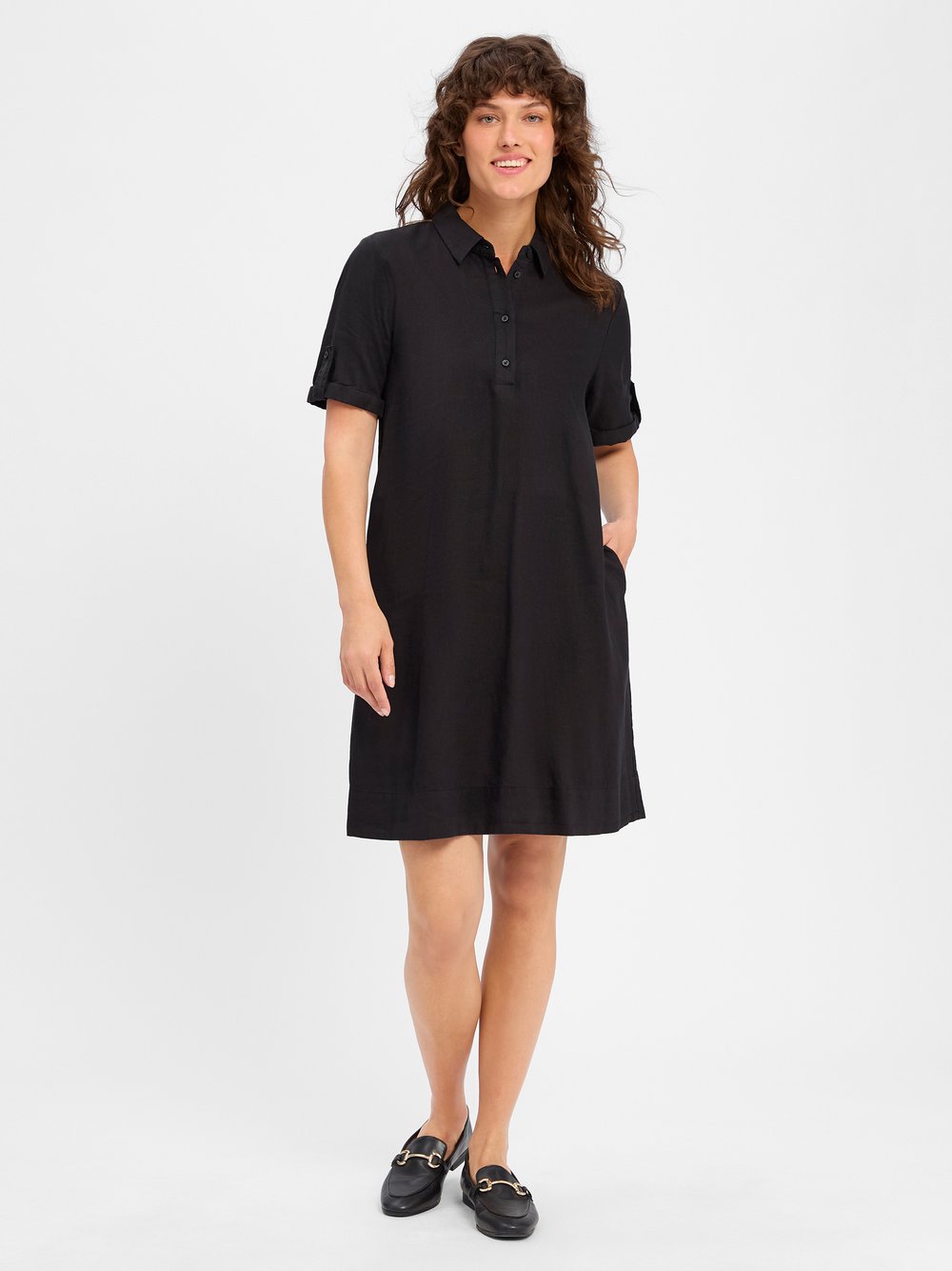 comma casual identity Kleid mit Leinenanteil Damen schwarz, 38