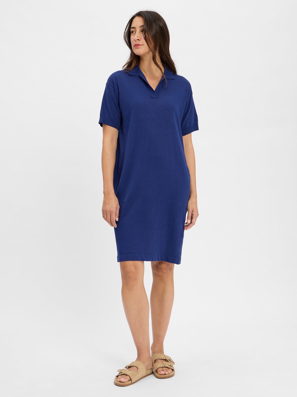 MAERZ Strickkleid mit Leinenanteil Damen Baumwolle blau, 40