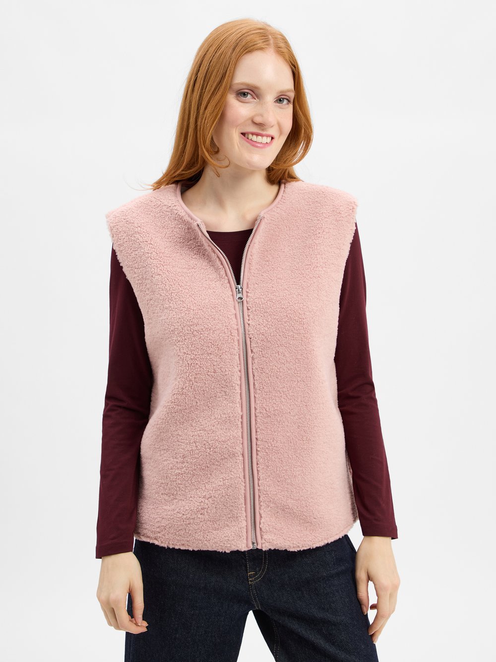 Marie Lund Teddyfell-Weste Damen rosa, S
