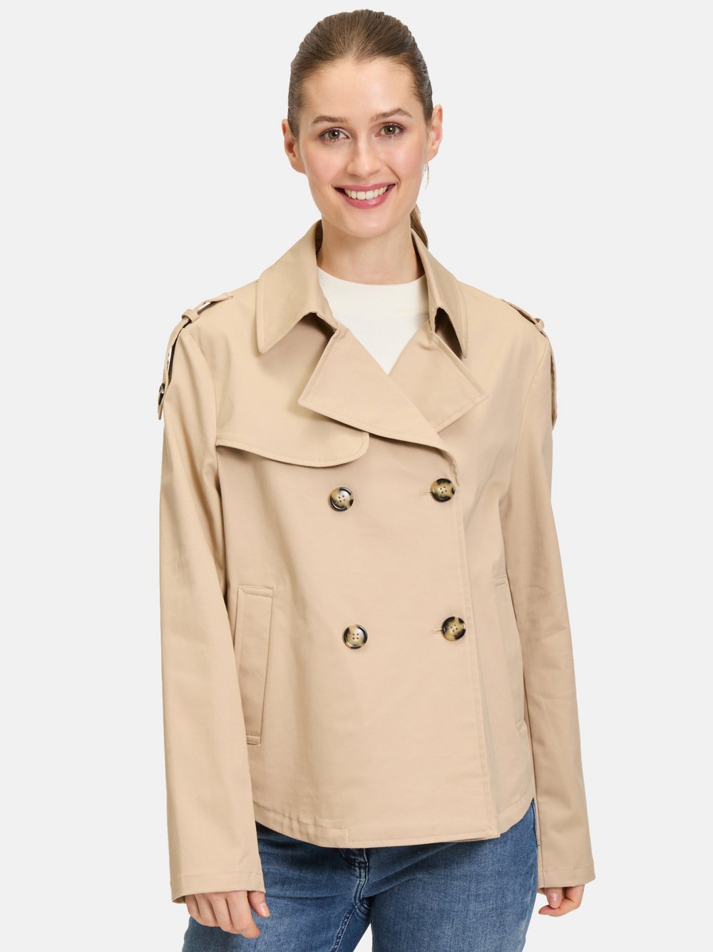 Amber & June Sommerjacke Damen Baumwolle beige, 40