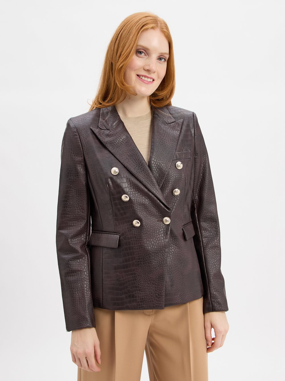 Thumbnail - JOOP! Kunstlederblazer Damen braun, 42