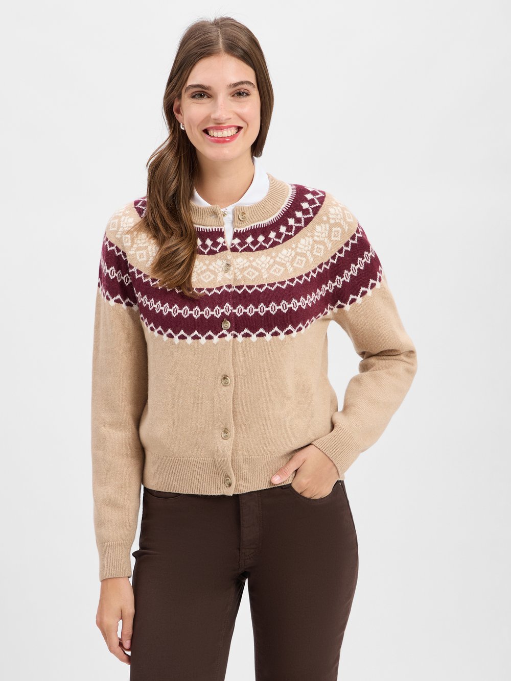 JOOP! Strickjacke mit Cashmere-Anteil Damen Polyamid mehrfarbig gemustert, 34