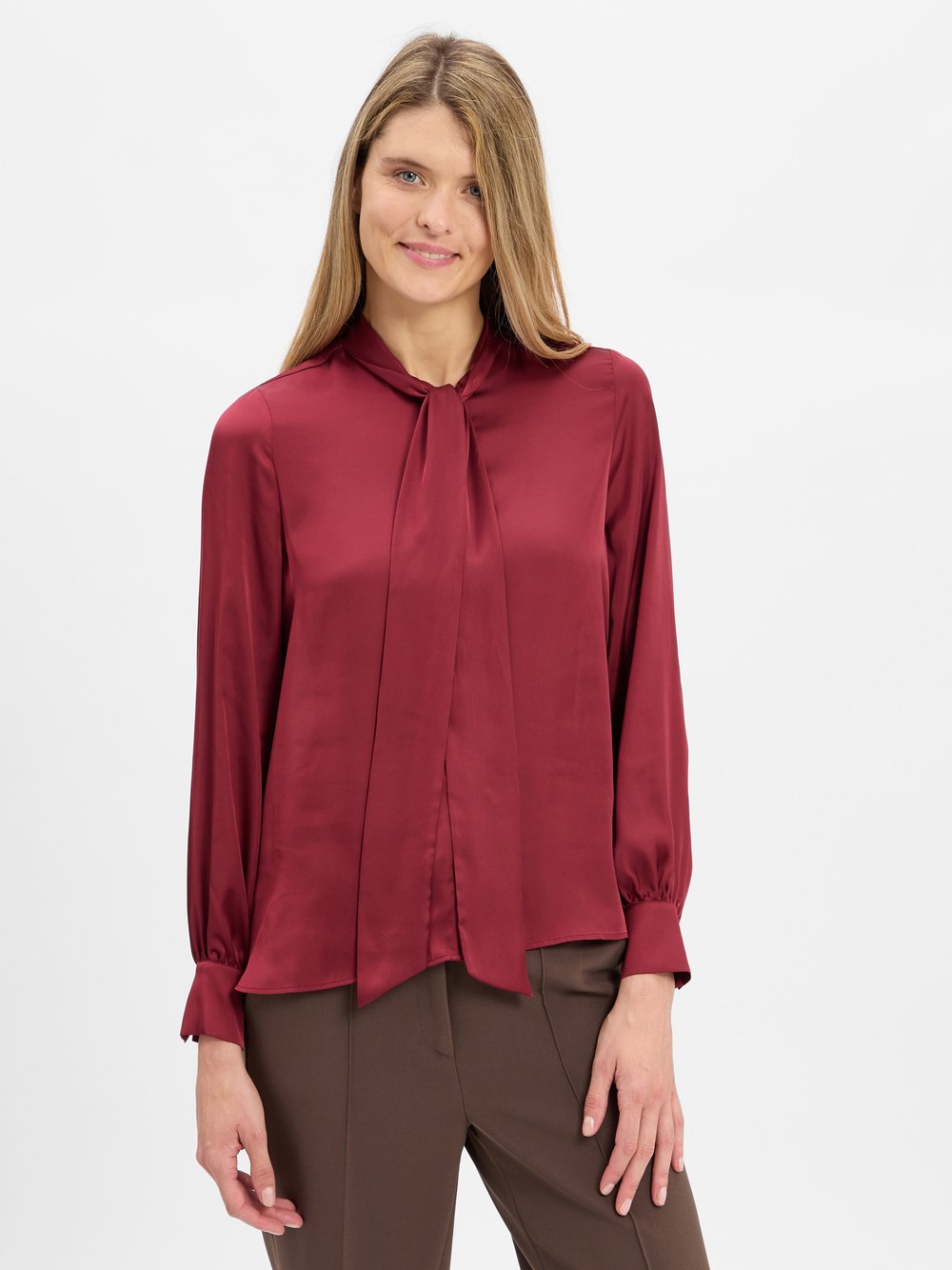 JOOP! Schluppenbluse Damen Satin rot, 36