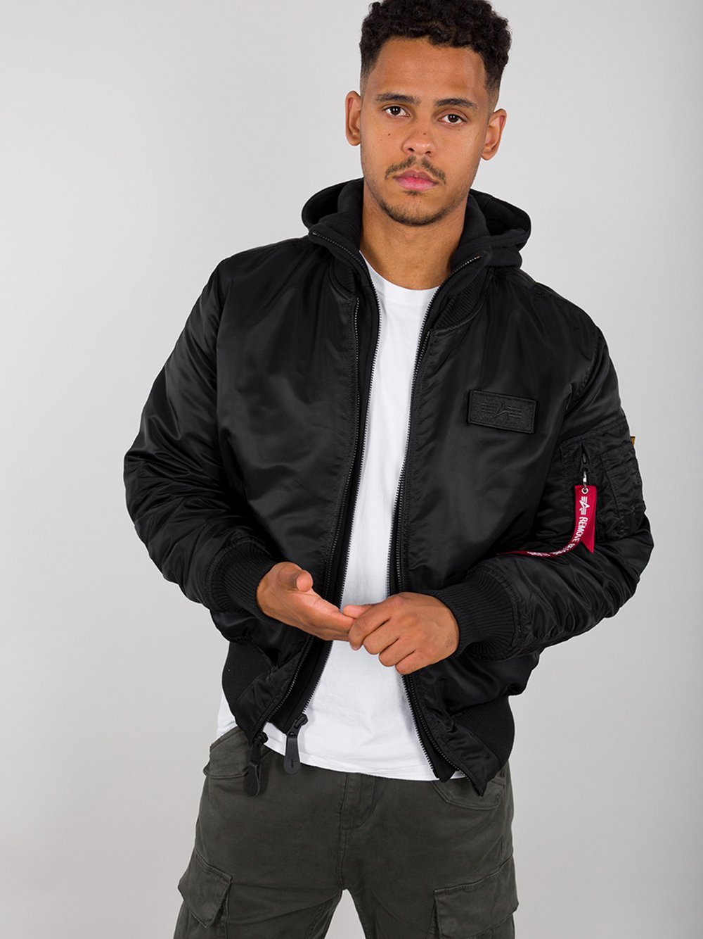 Alpha Industries Bomberjacke Herren schwarz bedruckt, XL