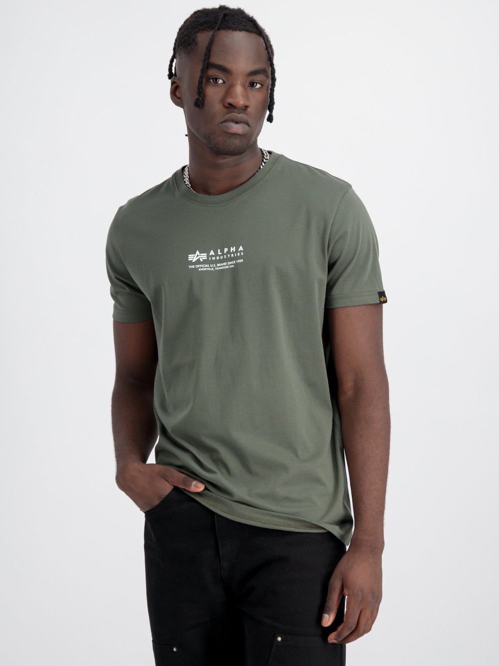 Alpha Industries T-Shirt Herren Baumwolle grün bedruckt, M