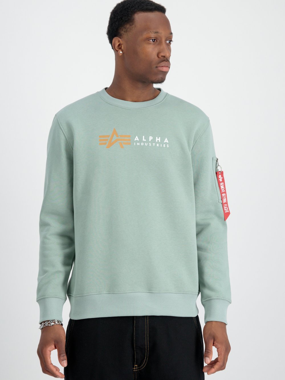 Alpha Industries Sweatshirt Herren grün bedruckt, L