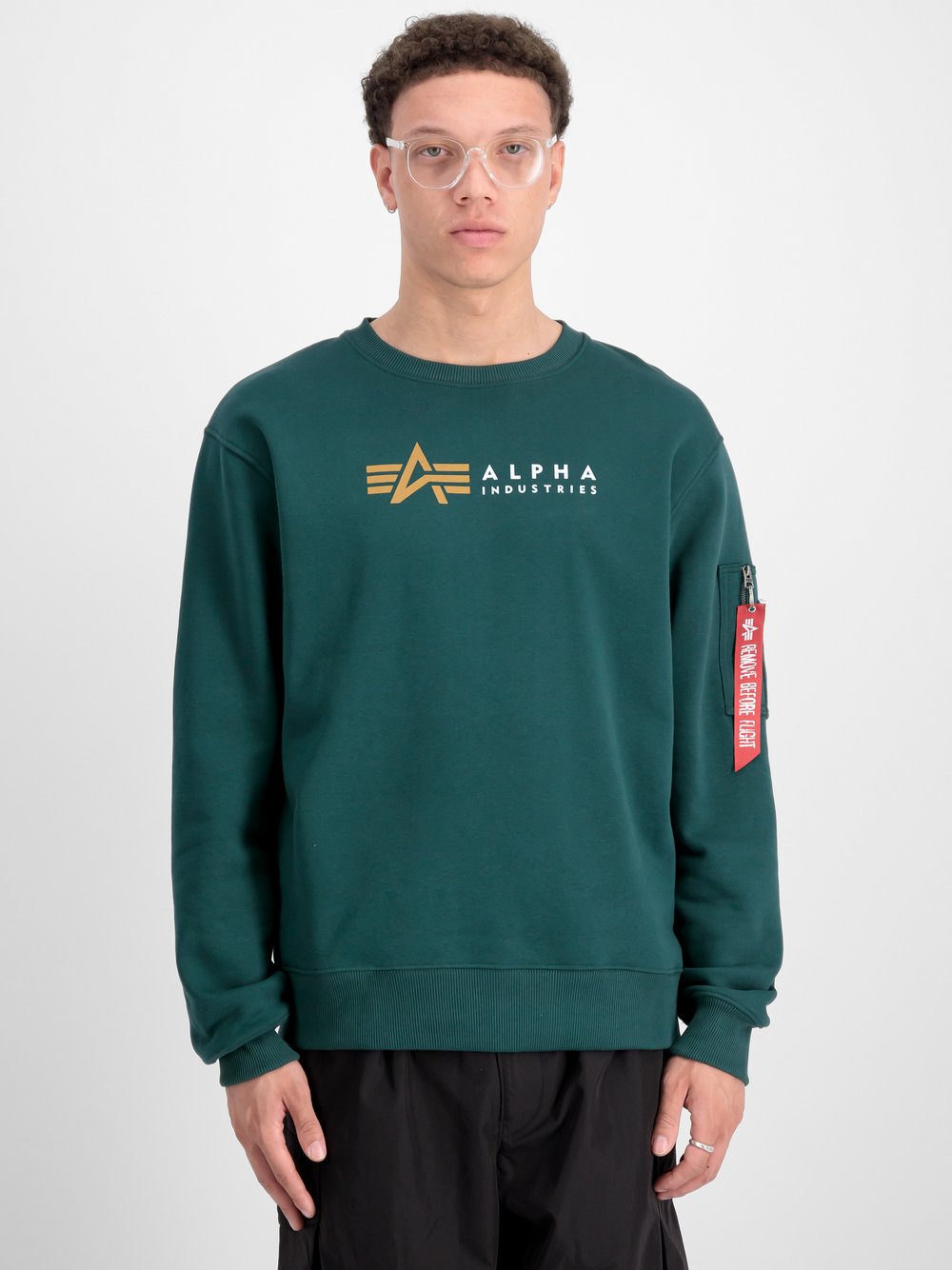 Alpha Industries Sweatshirt Herren grün bedruckt, M