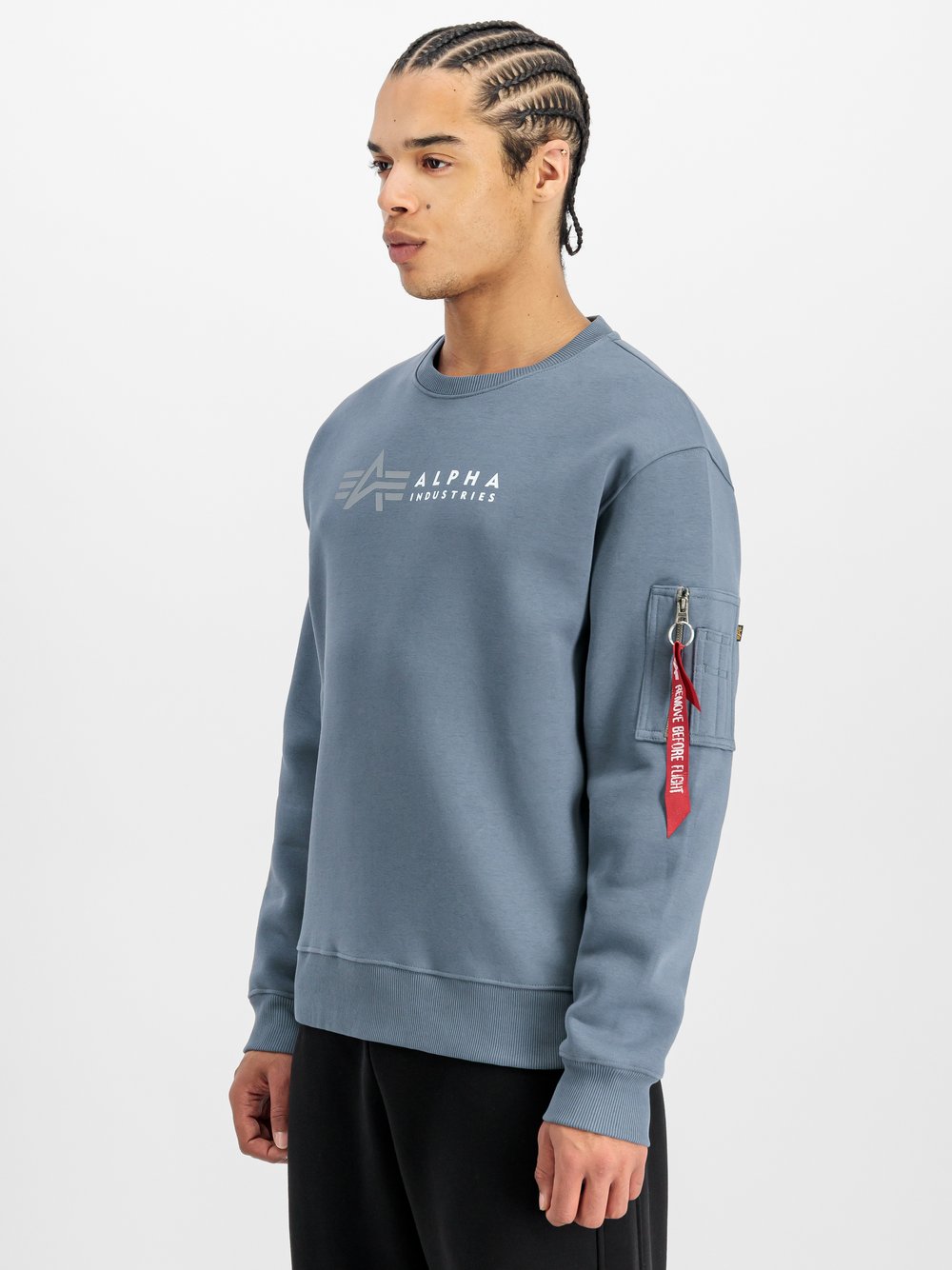 Alpha Industries Sweatshirt Herren Baumwolle blau bedruckt, XS