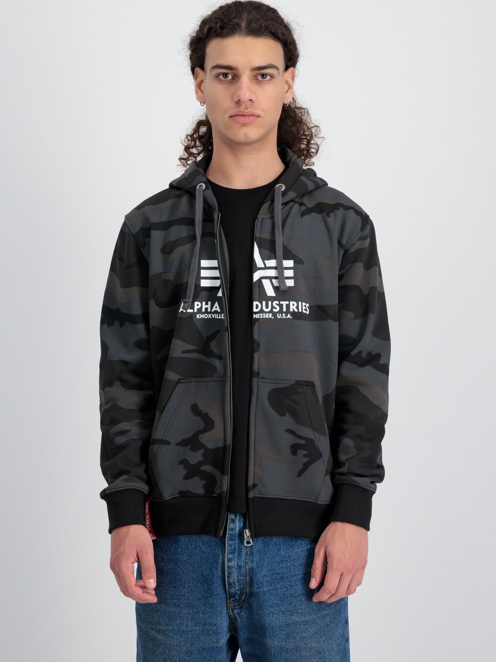 Alpha Industries Kapuzensweatshirt Herren schwarz gemustert, S