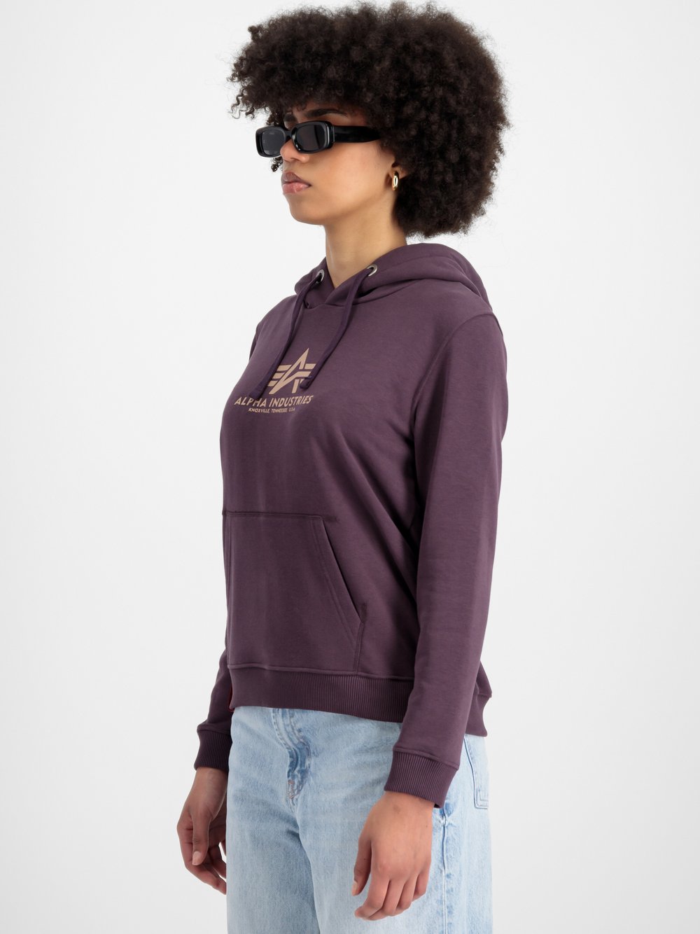 Alpha Industries Kapuzensweatshirt Damen Baumwolle lila bedruckt, XS