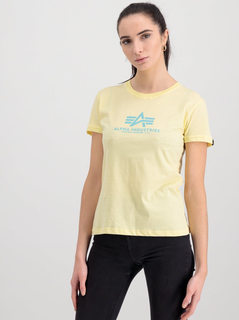 Alpha Industries T-Shirt Damen Baumwolle gelb bedruckt, L