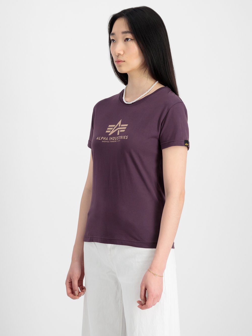 Alpha Industries T-Shirt Damen Baumwolle lila bedruckt, XS