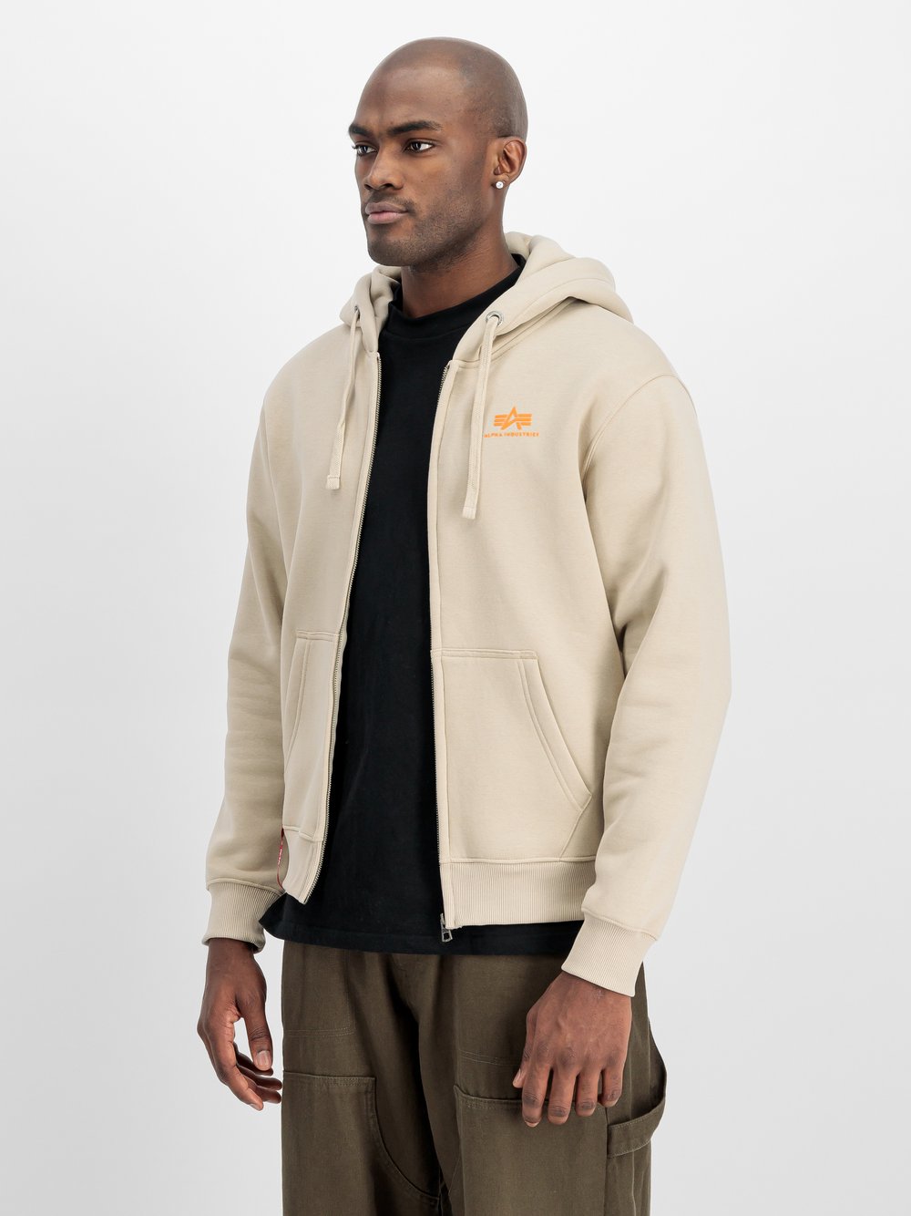 Alpha Industries Kapuzenjacke Herren Baumwolle beige bedruckt, L
