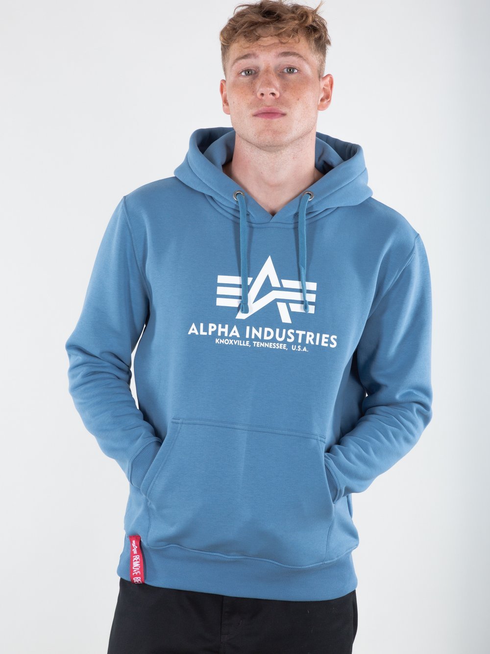 Alpha Industries Kapuzensweatshirt Herren blau bedruckt, S