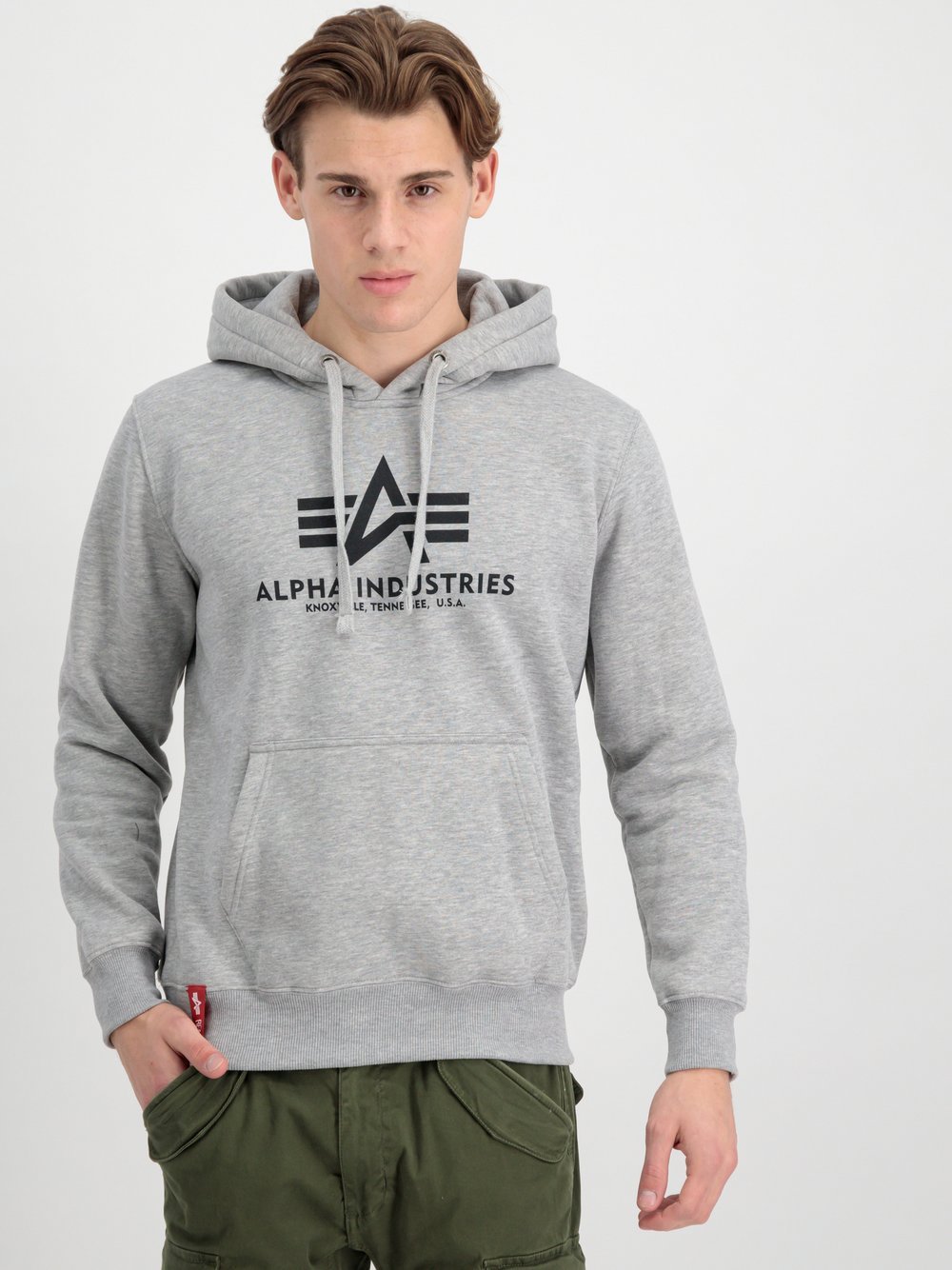 Alpha Industries Kapuzensweatshirt Herren grau bedruckt, L