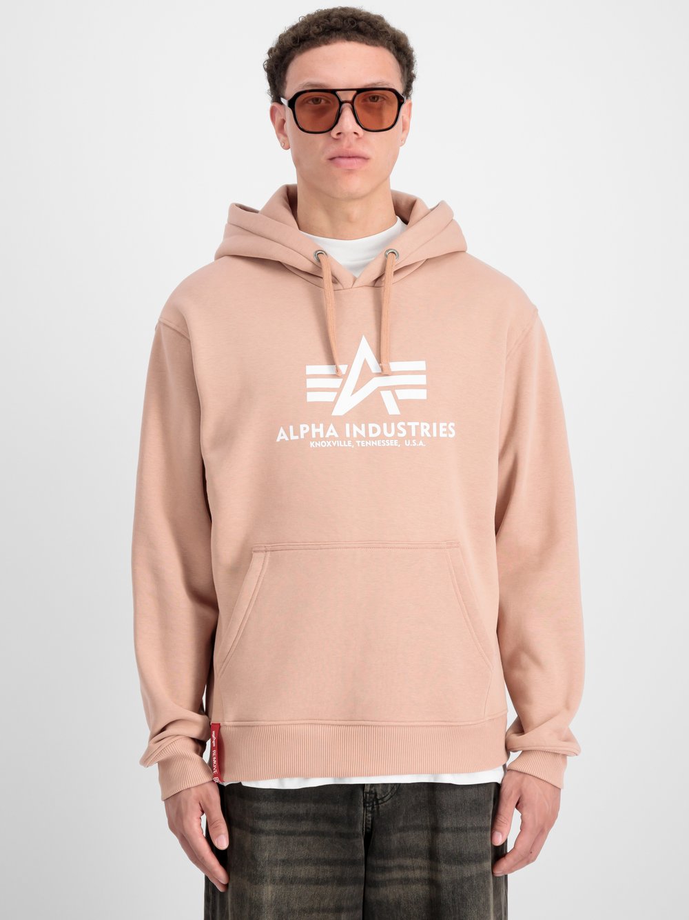 Alpha Industries Kapuzensweatshirt Herren orange bedruckt, S