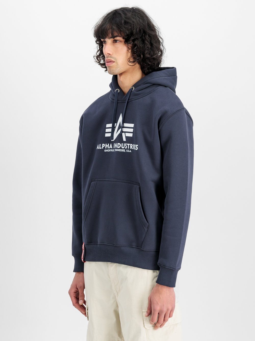 Alpha Industries Kapuzensweatshirt Herren Baumwolle blau bedruckt, XS
