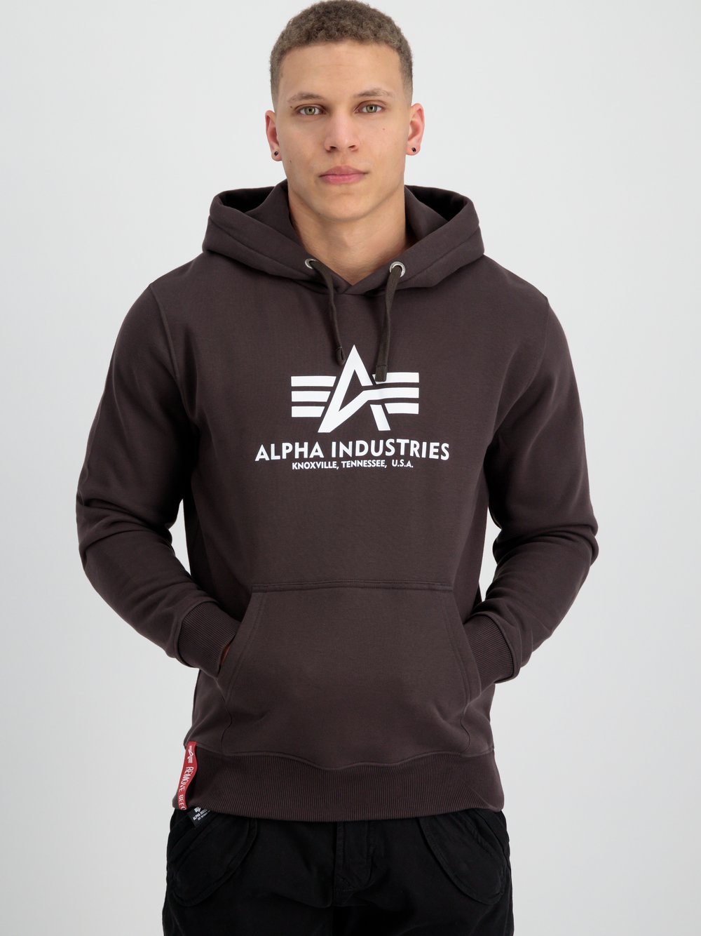 Alpha Industries Kapuzensweatshirt Herren Baumwolle braun bedruckt, M