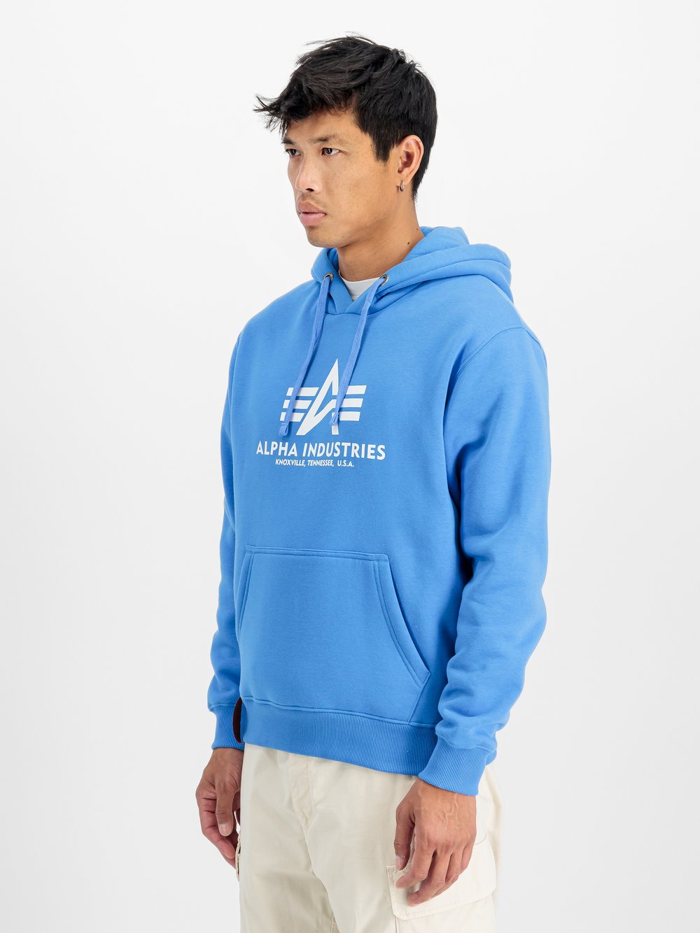 Alpha Industries Kapuzensweatshirt Herren Baumwolle blau bedruckt, M