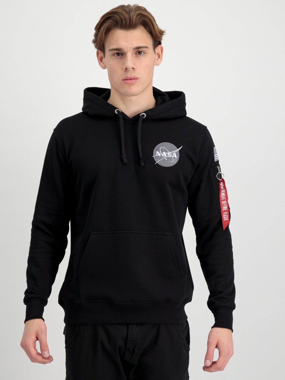 Alpha Industries Kapuzensweatshirt Herren schwarz bedruckt, L