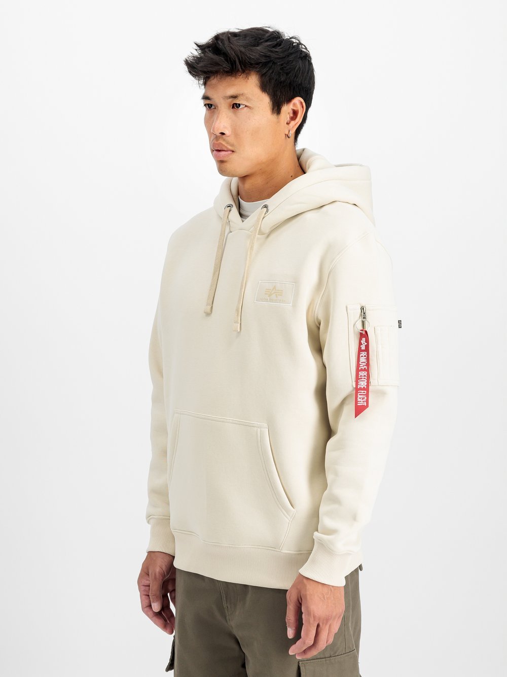 Alpha Industries Kapuzensweatshirt Herren weiß bedruckt, L