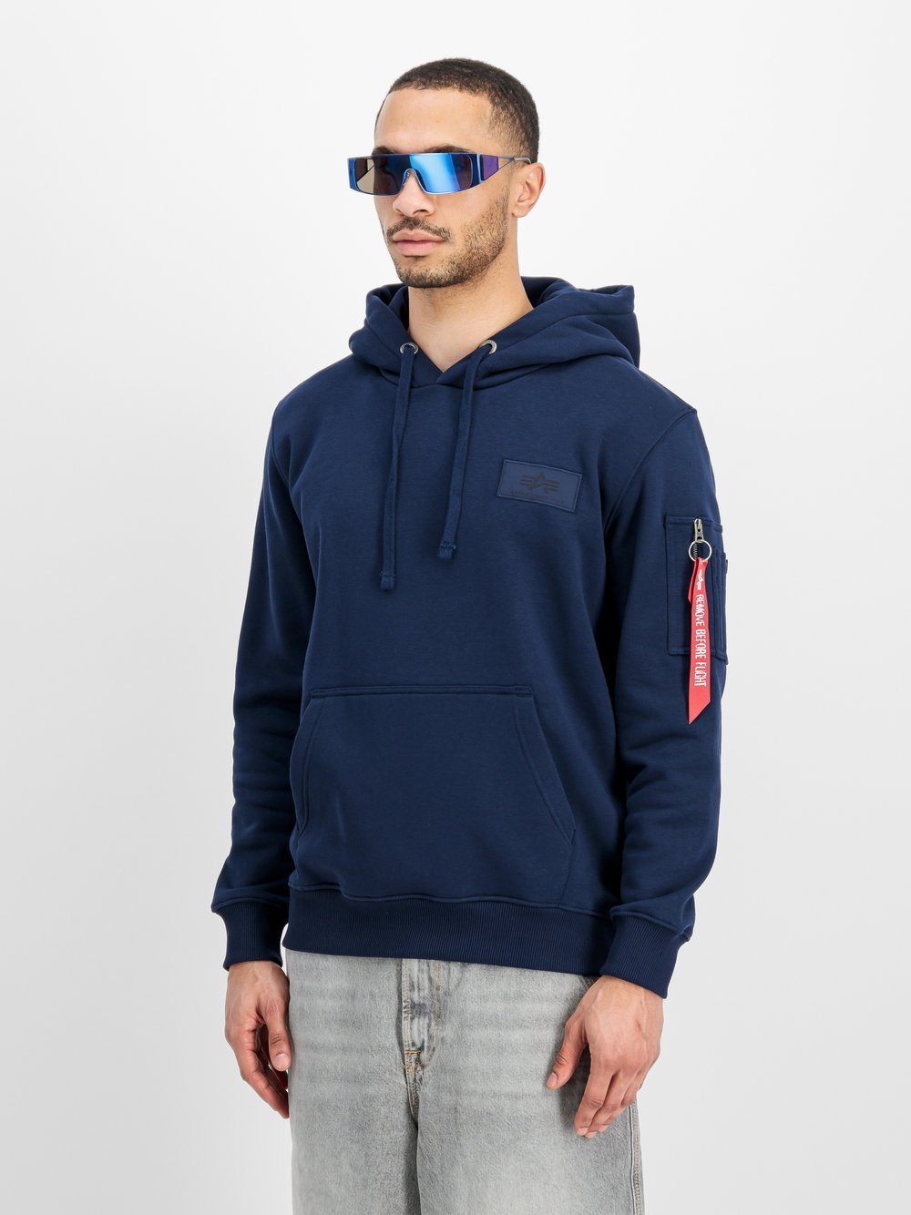 Alpha Industries Kapuzensweatshirt Herren blau bedruckt, L