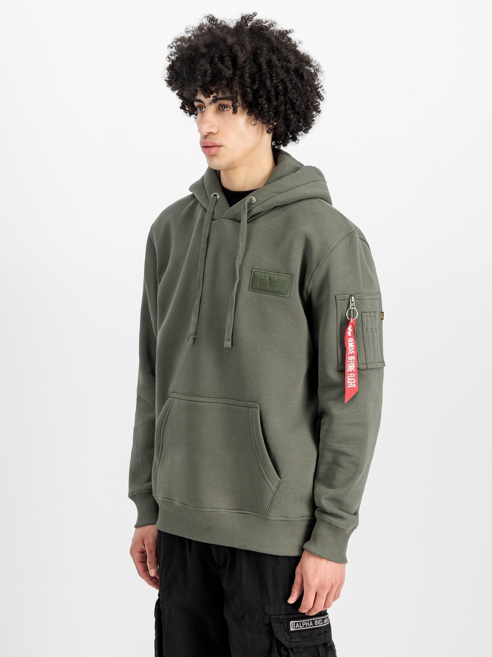 Thumbnail - Alpha Industries Kapuzensweatshirt Herren Baumwolle grün bedruckt, XXL