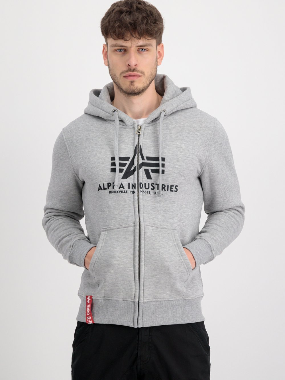 Thumbnail - Alpha Industries Kapuzenjacke Herren Baumwolle grau bedruckt, L