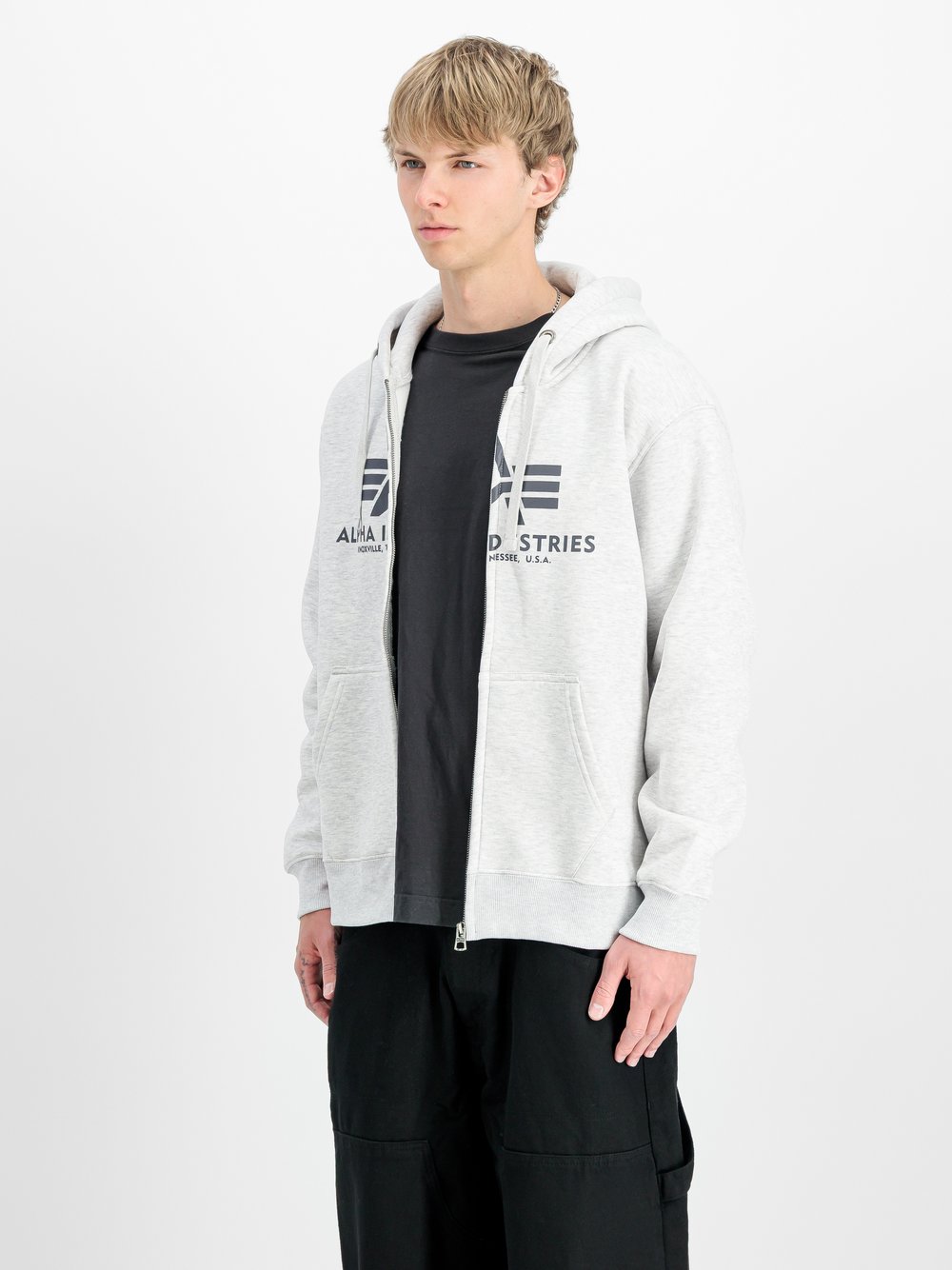 Alpha Industries Kapuzenjacke Herren Baumwolle grau bedruckt, XXL