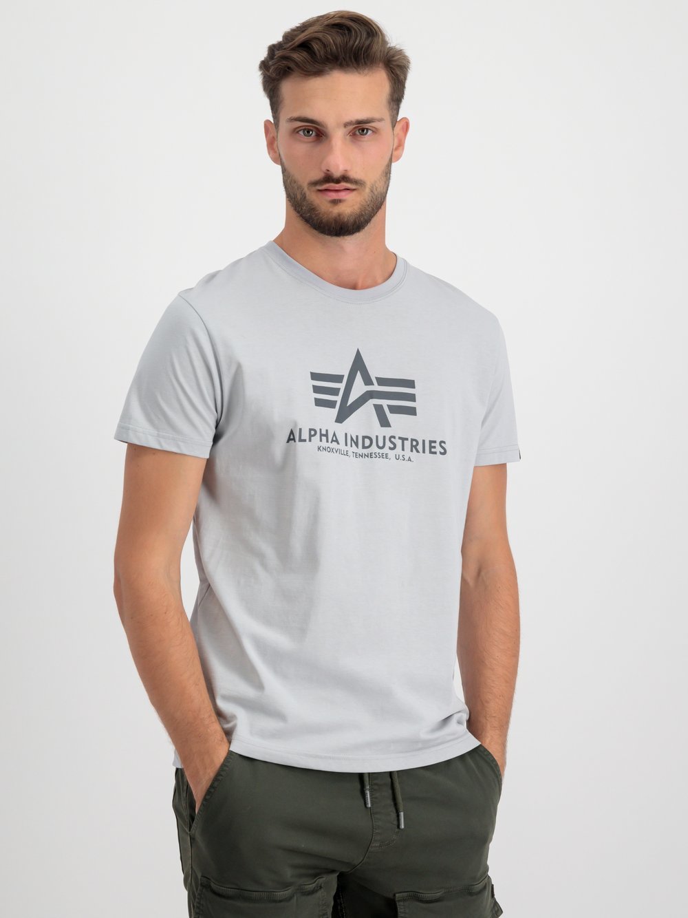 Alpha Industries T-Shirt Herren Baumwolle grau bedruckt, S