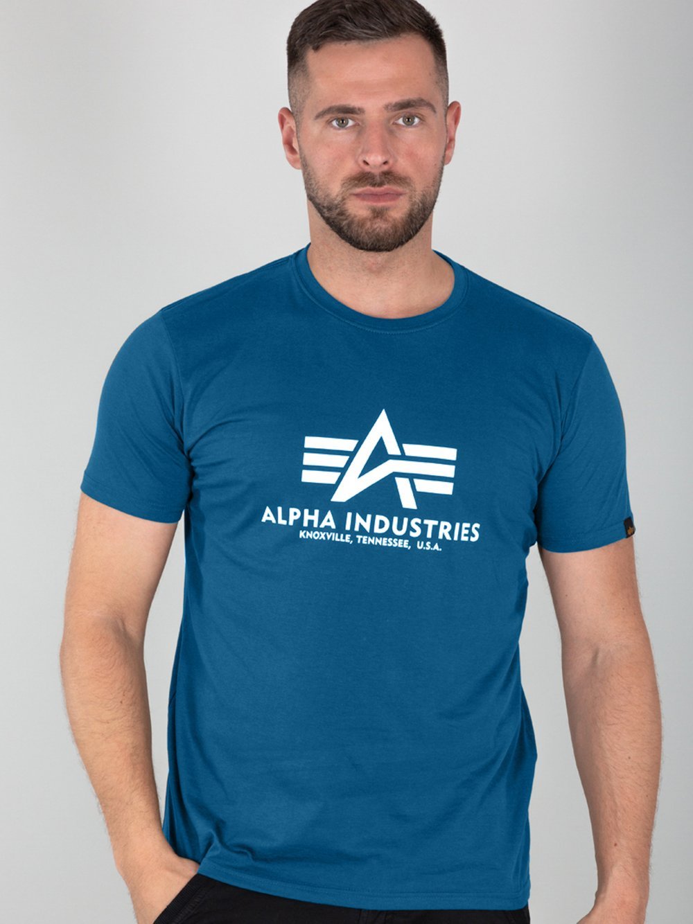 Alpha Industries T-Shirt Herren Baumwolle blau bedruckt, M