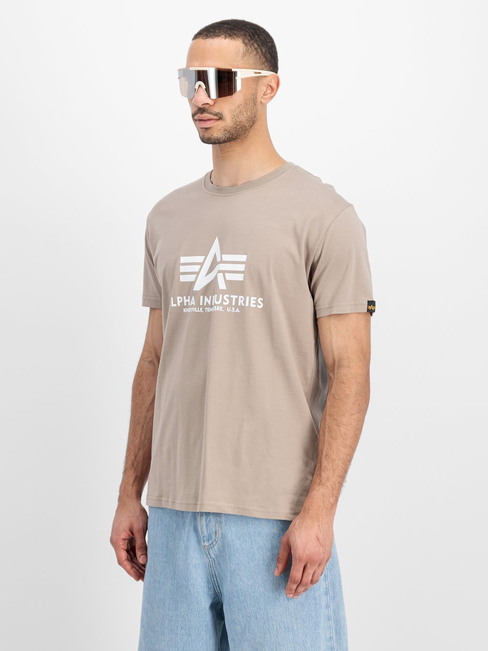 Alpha Industries T-Shirt Herren Baumwolle beige bedruckt, XXXL