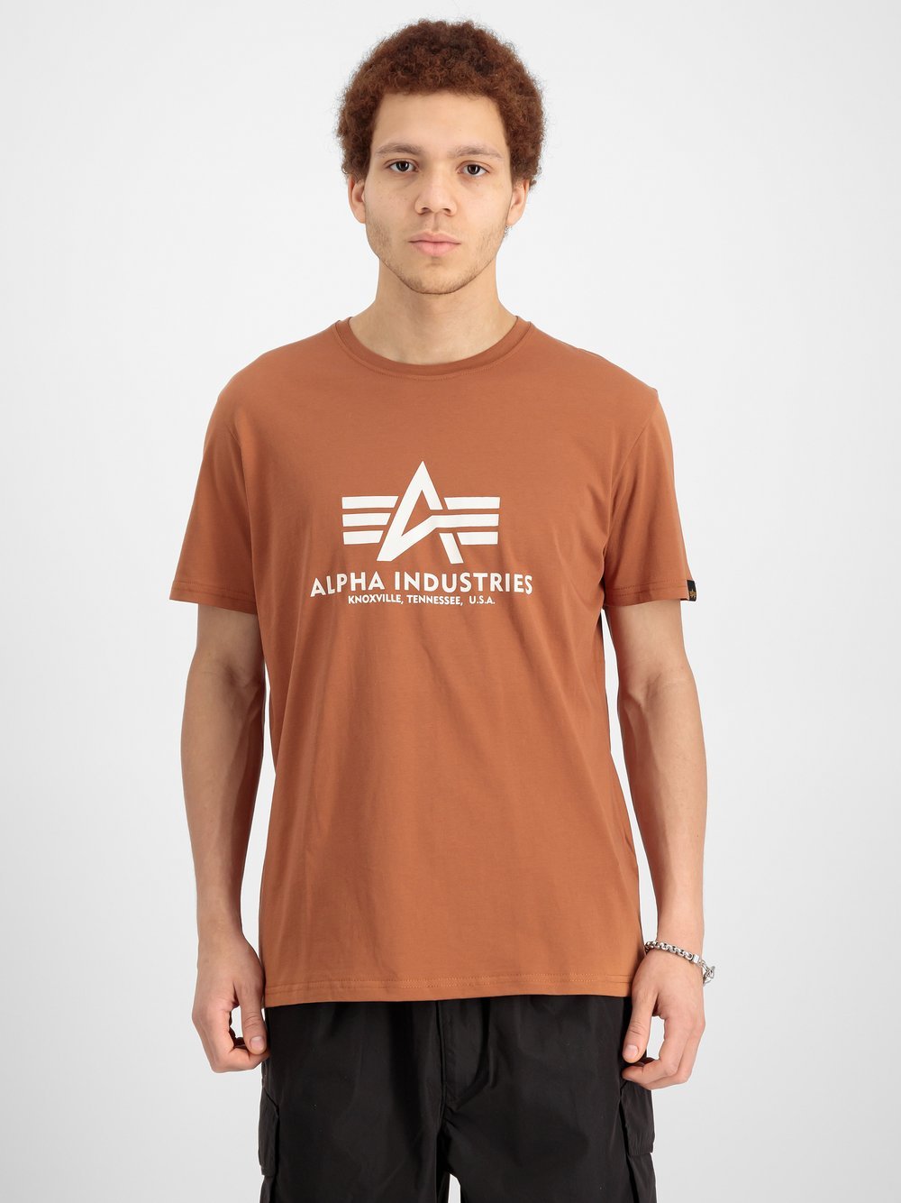 Alpha Industries T-Shirt Herren Baumwolle braun bedruckt, XS