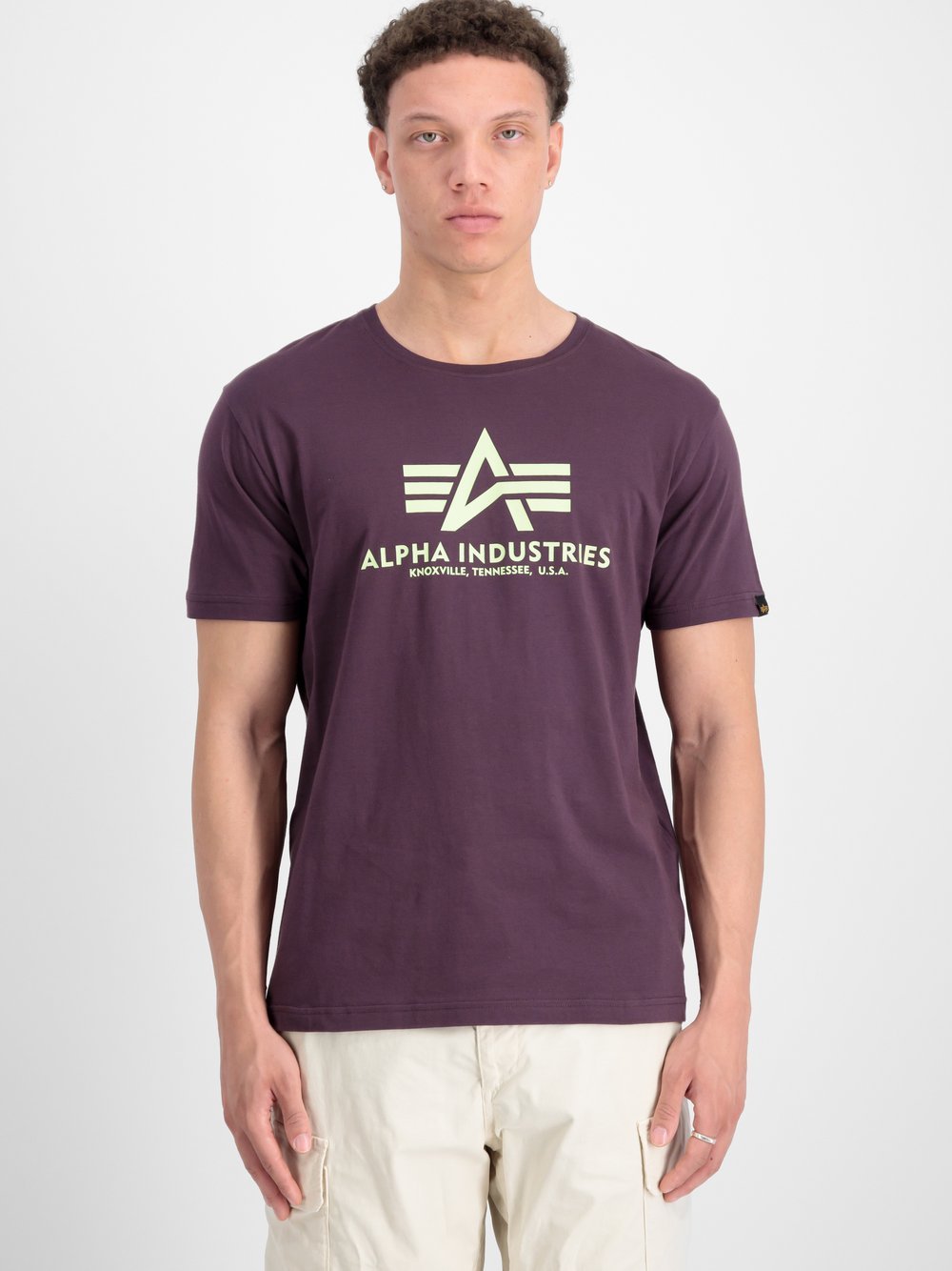 Alpha Industries T-Shirt Herren Baumwolle lila bedruckt, S